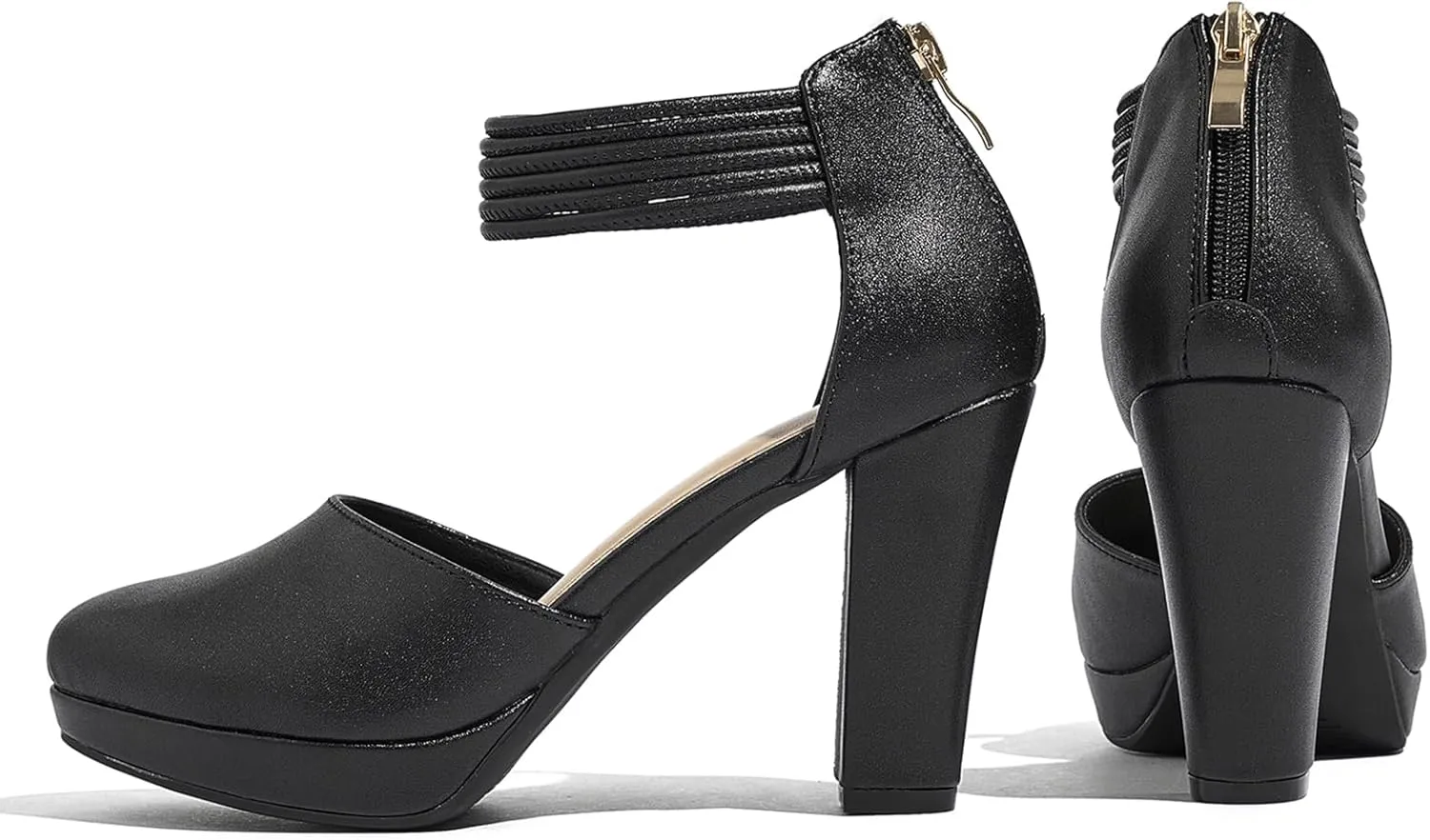 Closed Toe Heels Platform Heels Ankle Strap Dress Shoes for Women