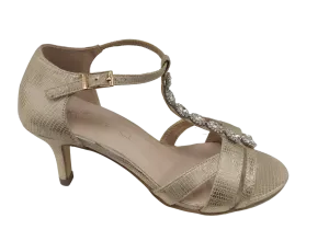 Coco Ritz Ladies Gold Diamonte T-Bar Sandal 1007