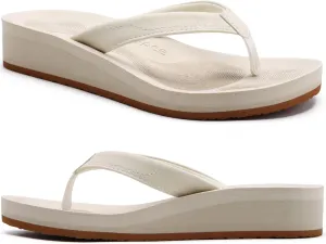 COFACE Flip Flops for Women With Comfortable Arch Support Ladies Fashion Platform Thong Sandals Soft Yoga Mat Sole For Beach/Indoor Outdoor