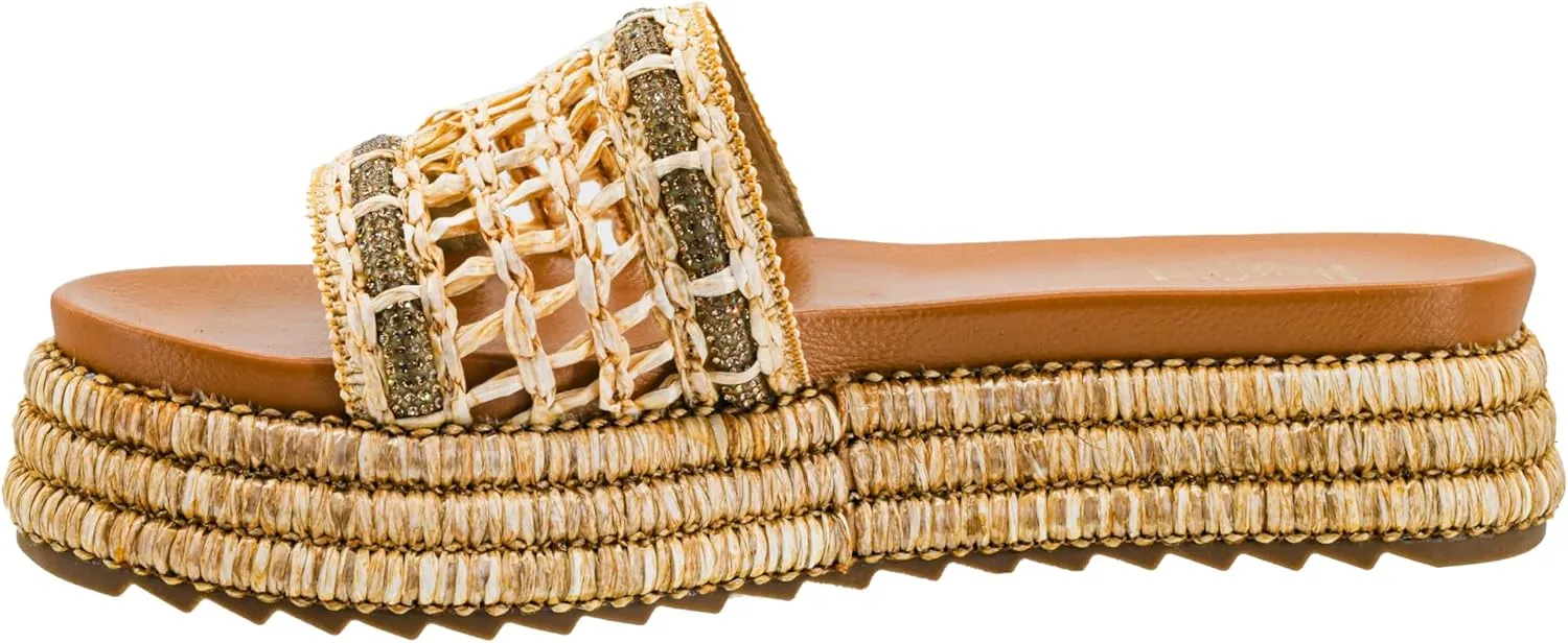 Corkys Footwear Hangover Sandal - Comfortable 1.75-inch Platform and a Soft Insole Designed for All-Day Wear, Chic Raffia Woven Strap and Raffia Wrapped Outsole