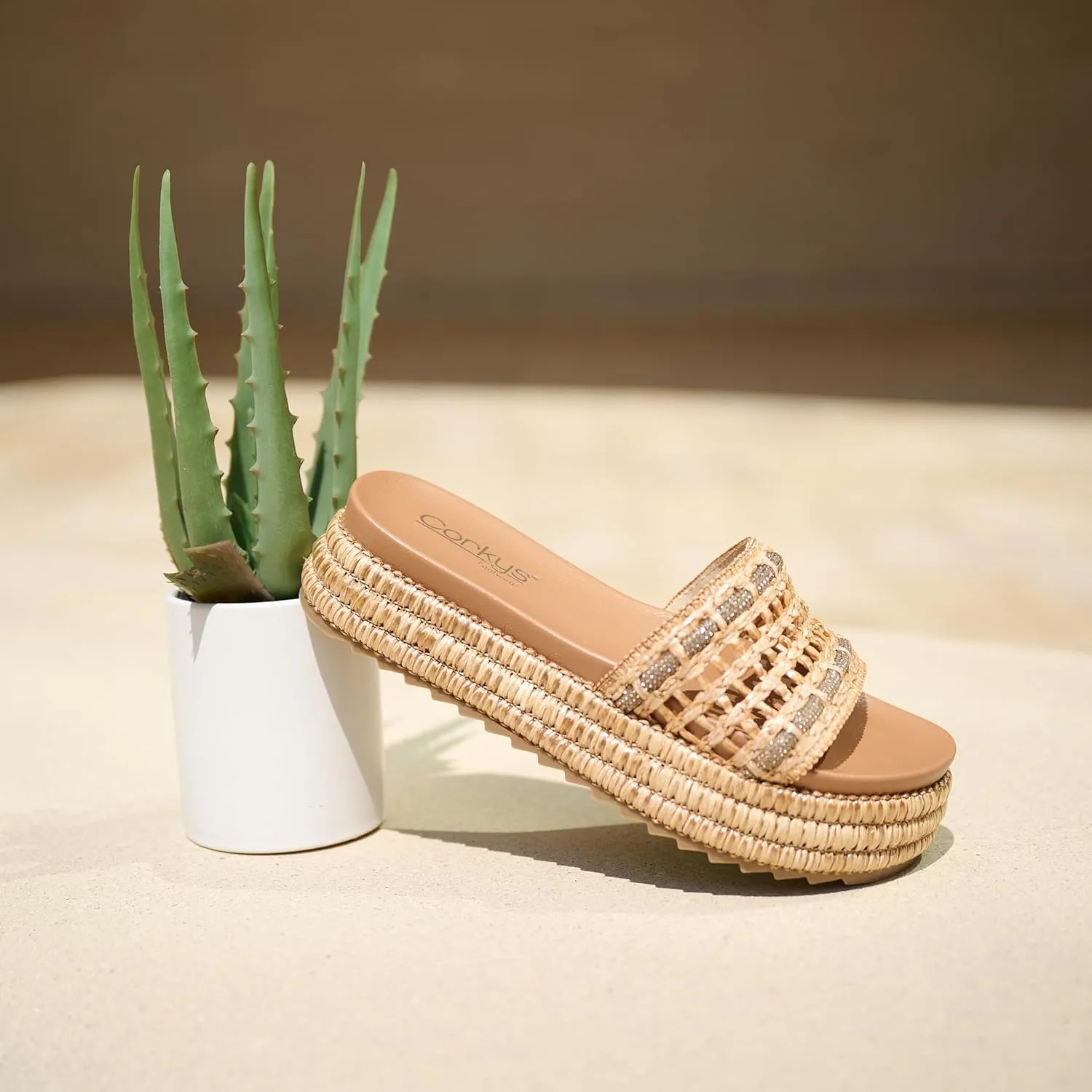 Corkys Footwear Hangover Sandal - Comfortable 1.75-inch Platform and a Soft Insole Designed for All-Day Wear, Chic Raffia Woven Strap and Raffia Wrapped Outsole