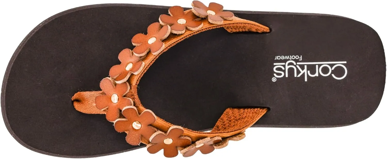 Corkys Footwear No Running Flip Flops - 'V' Strap Adorned With Flowers, Everyday Wear, Soft Footbed for All-Day Comfort, Effortless Slip-On Convenience
