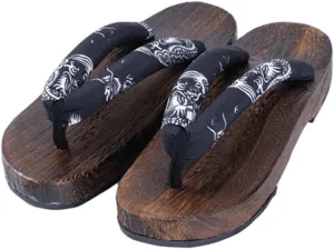 Couples Clogs Slippers,Japanese Traditional Clogs Geta Sandals,Flip-flops Flat Sole Female Sandals Anti- skid Fashion Summer Beach Footwear for Women Girls