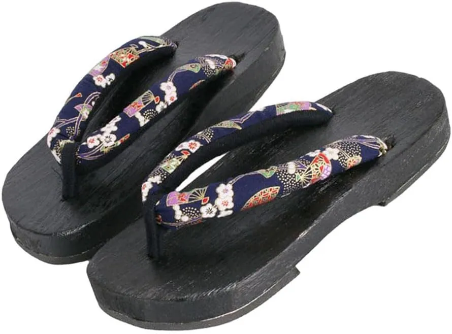 Couples Clogs Slippers,Japanese Traditional Clogs Geta Sandals,Flip-flops Flat Sole Female Sandals Anti- skid Fashion Summer Beach Footwear for Women Girls