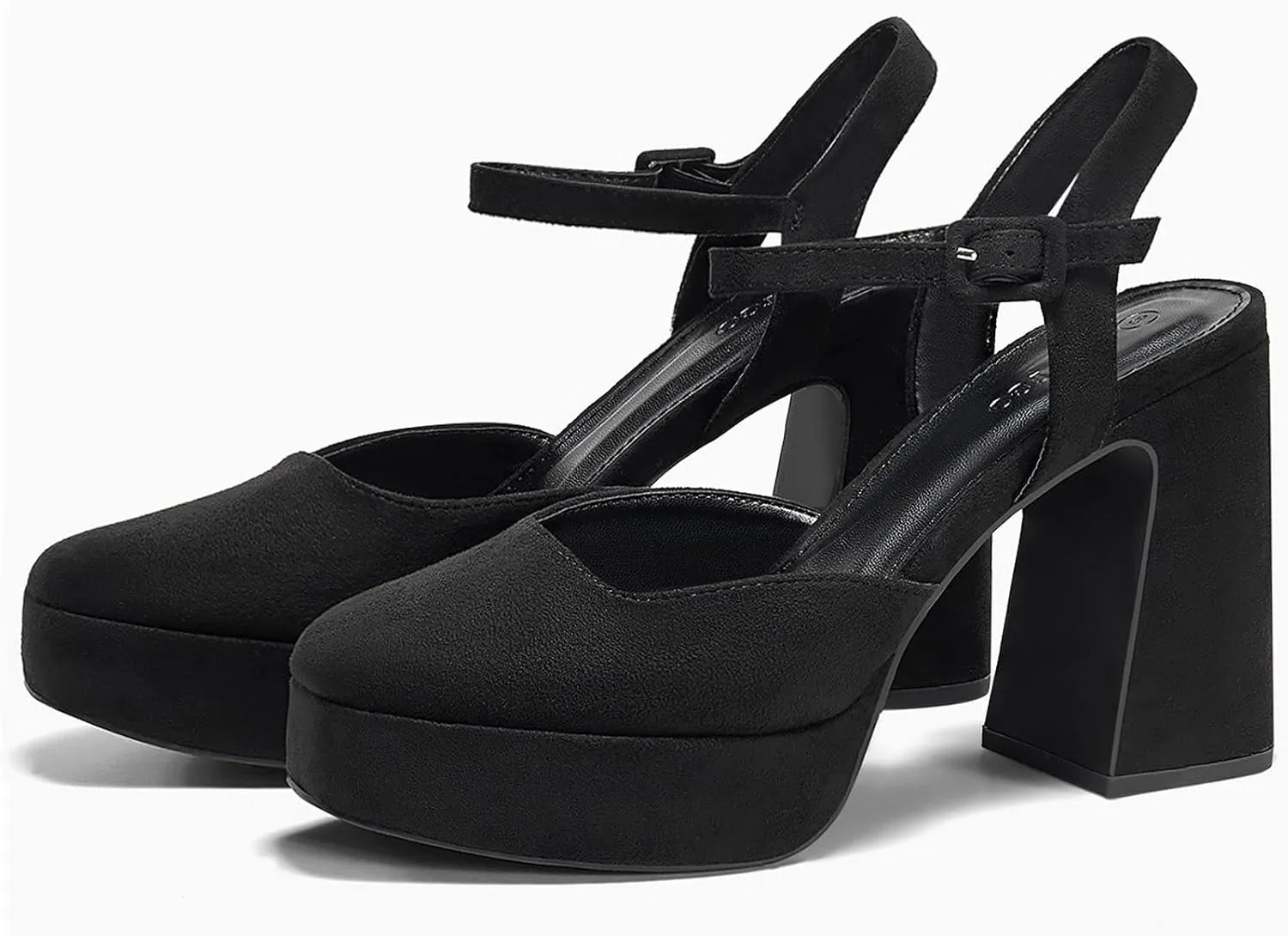 Coutgo Women's Chunky Platform High Heels Closed Toe Ankle Strap Pumps Wedding Party Dress Shoes