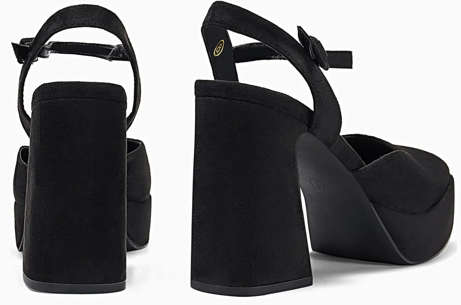 Coutgo Women's Chunky Platform High Heels Closed Toe Ankle Strap Pumps Wedding Party Dress Shoes