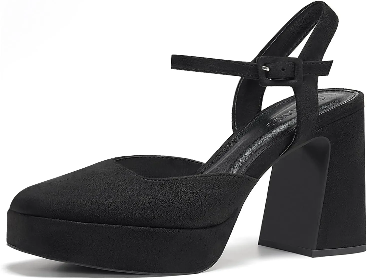 Coutgo Women's Chunky Platform High Heels Closed Toe Ankle Strap Pumps Wedding Party Dress Shoes