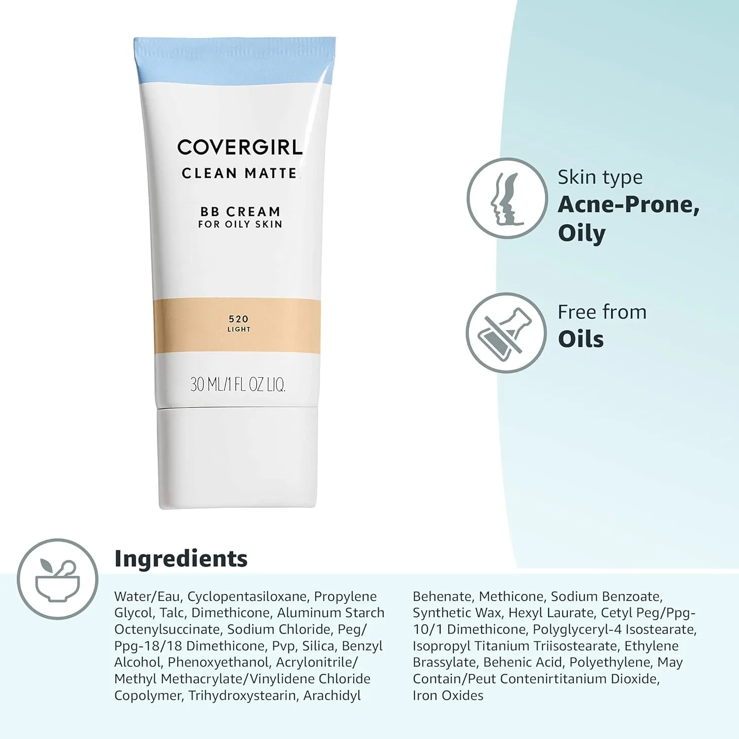 COVERGIRL - Clean Matte BB Cream, Oil-Free, Long-Lasting, Sensitive Skin, Lightweight, 100% Cruelty-Free (Pack of 2)