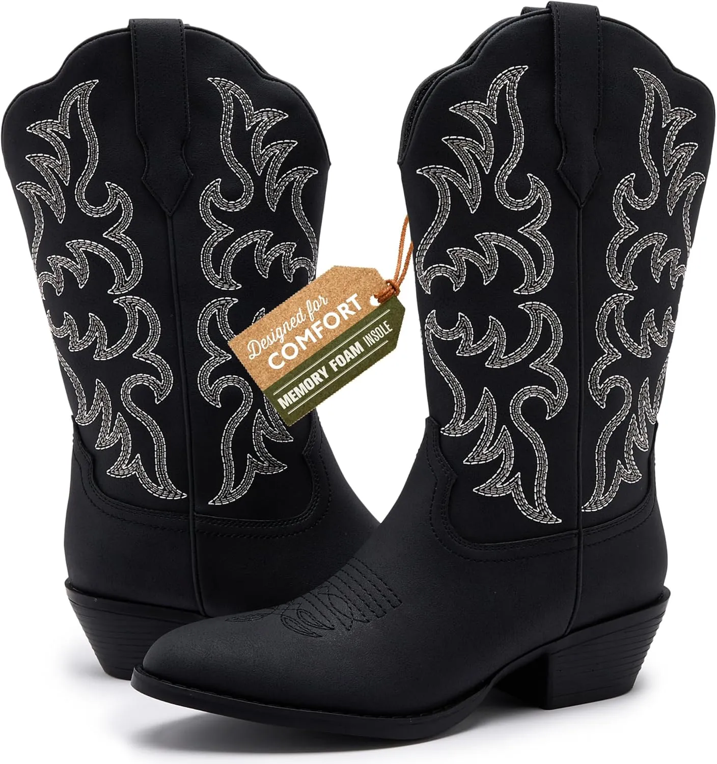 Cowboy Boots for Women - Classic Embroidery Traditional Style Cowgirl Boots, Comfortable Western Boots