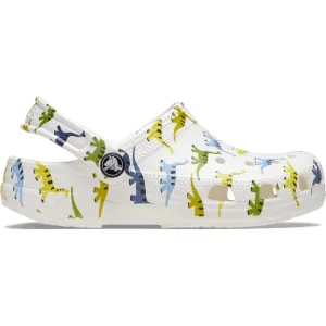 Crocs Classic Character Print Dinosaur Boys Clog - White