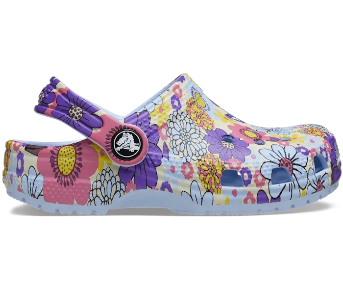 Crocs Classic Retro Floral Clog Kids Blue Calcite