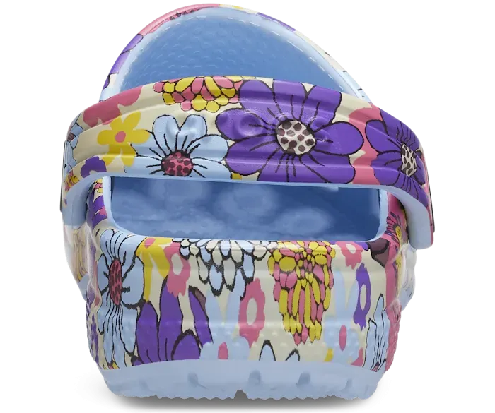 Crocs Classic Retro Floral Clog Kids Blue Calcite