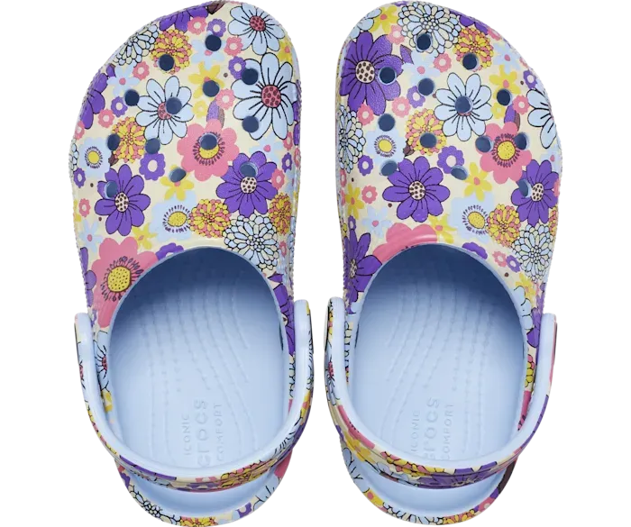 Crocs Classic Retro Floral Clog Kids Blue Calcite