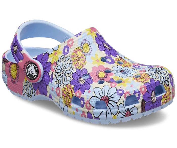 Crocs Classic Retro Floral Clog Kids Blue Calcite