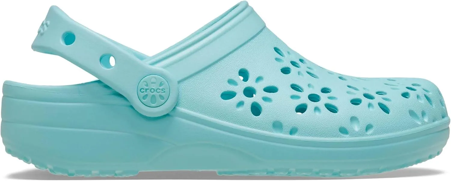 Crocs Unisex-Child Classic Clogs with Floral Cut Out Design, Kids and Toddler Shoes