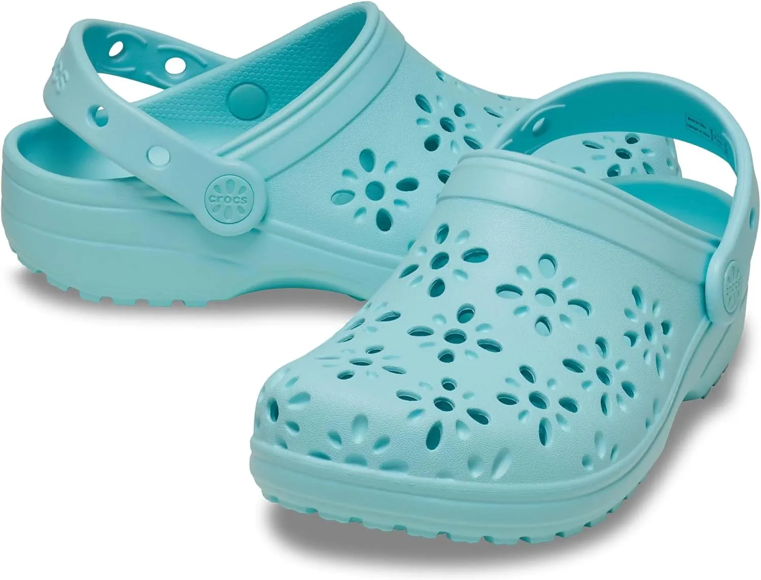 Crocs Unisex-Child Classic Clogs with Floral Cut Out Design, Kids and Toddler Shoes