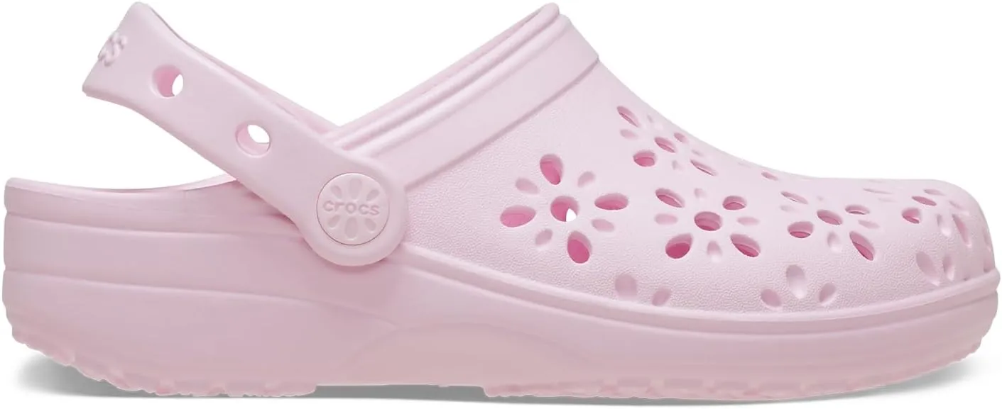 Crocs Unisex-Child Classic Clogs with Floral Cut Out Design (Little Big Kid)