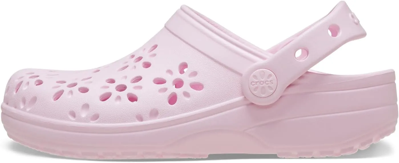 Crocs Unisex-Child Classic Clogs with Floral Cut Out Design (Little Big Kid)