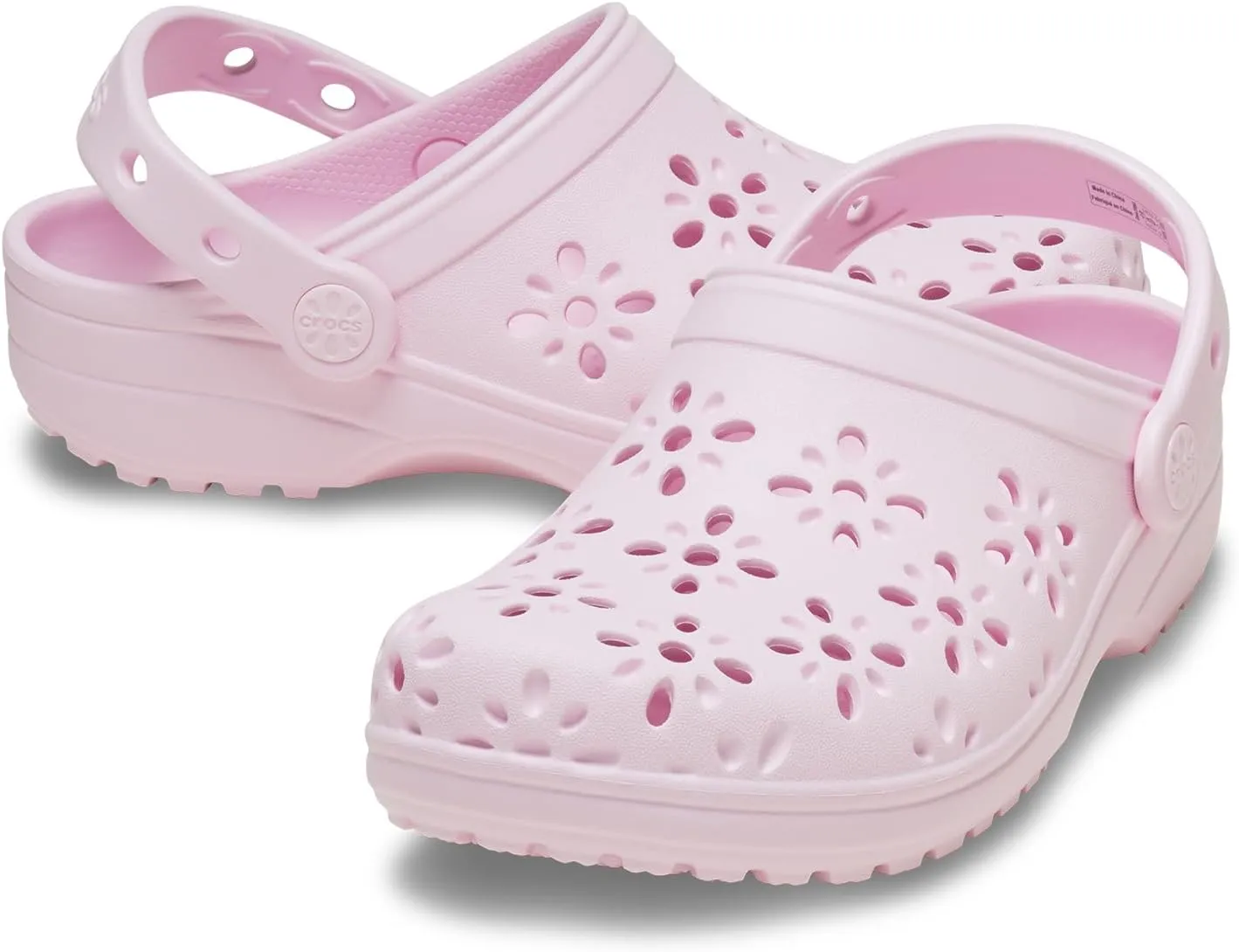Crocs Unisex-Child Classic Clogs with Floral Cut Out Design (Little Big Kid)