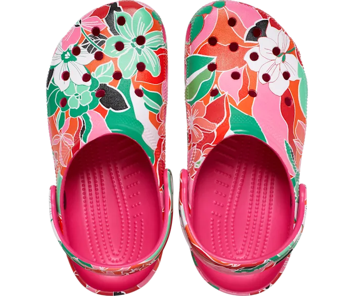 Crocs Unisex Classic Clog - Woodcut Floral Dragon Fruit