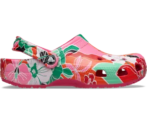 Crocs Unisex Classic Clog - Woodcut Floral Dragon Fruit