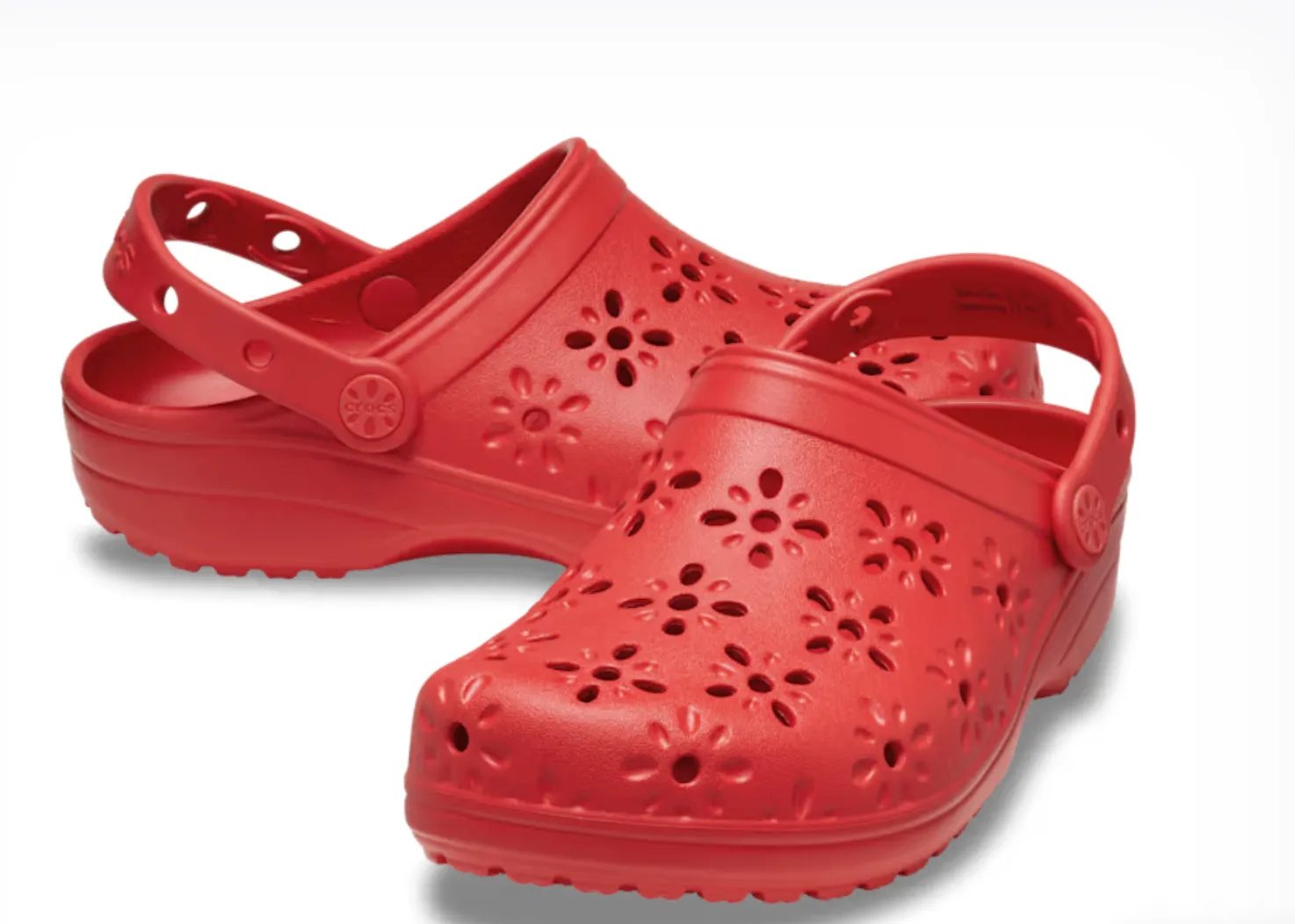 Crocs Women Classic Floral Cut-Out Clog In Cherry Red (Pre-Order)