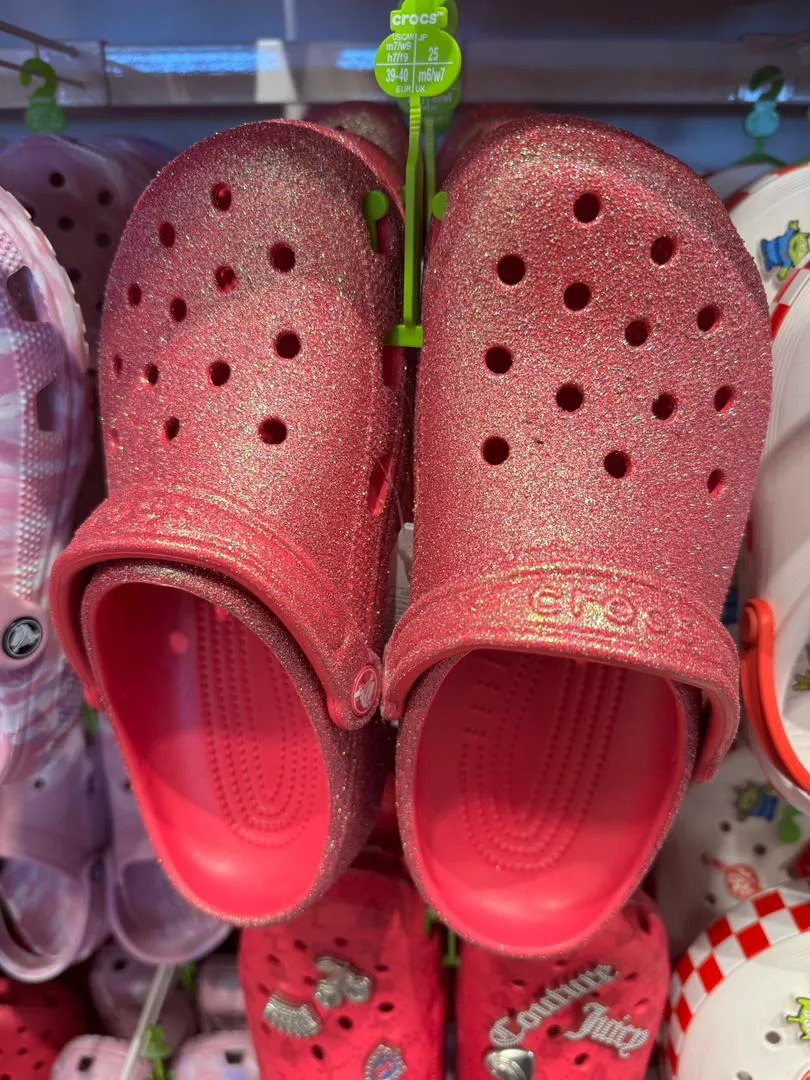 Crocs Women Classic Iridescent Glitter Clog In Dragon Fruit (Pre-Order)