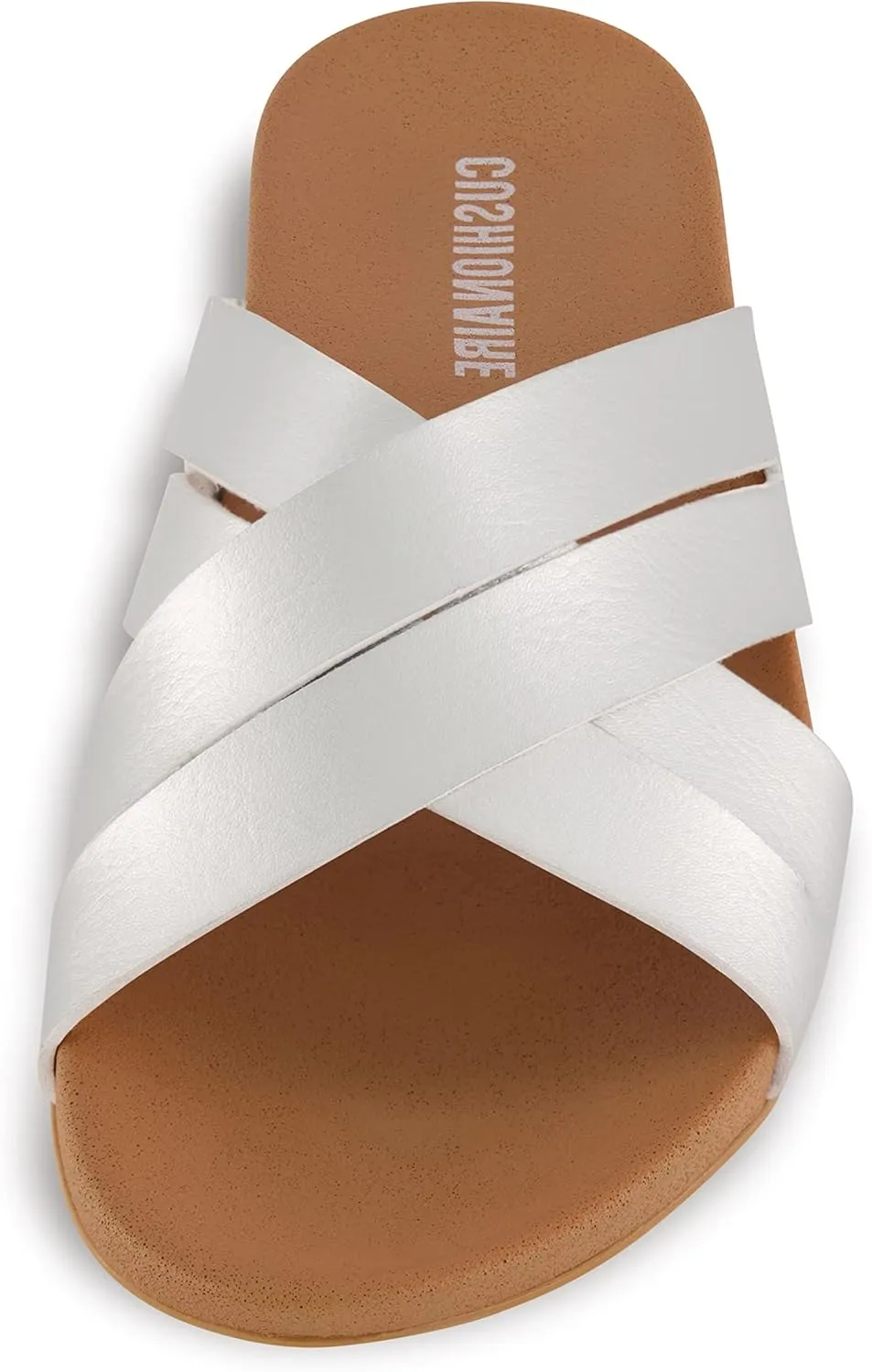 CUSHIONAIRE Women's Jackie cross band footbed slide sandal  Comfort Foam