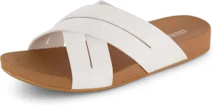 CUSHIONAIRE Women's Jackie cross band footbed slide sandal  Comfort Foam