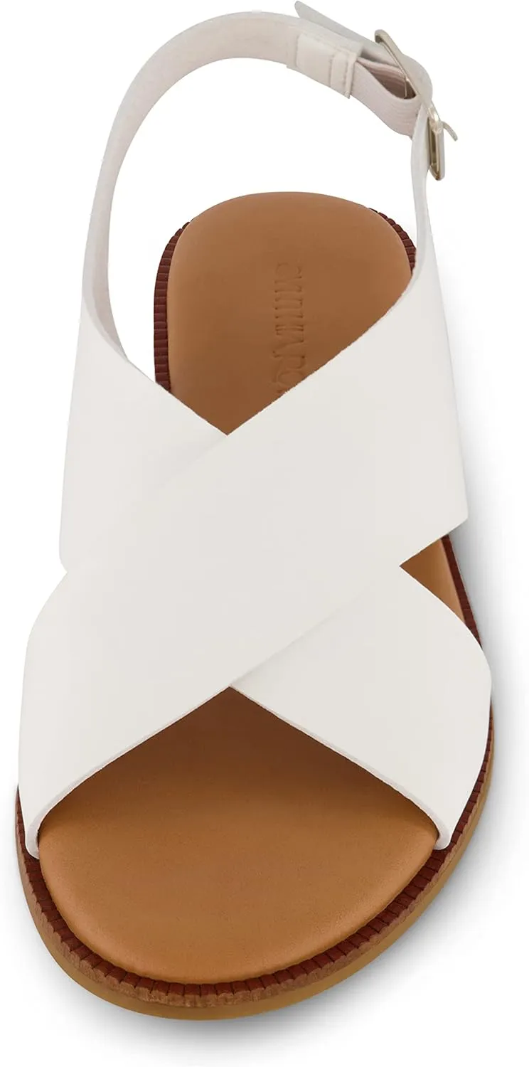 CUSHIONAIRE Women's Lake cross band sandal  Memory Foam