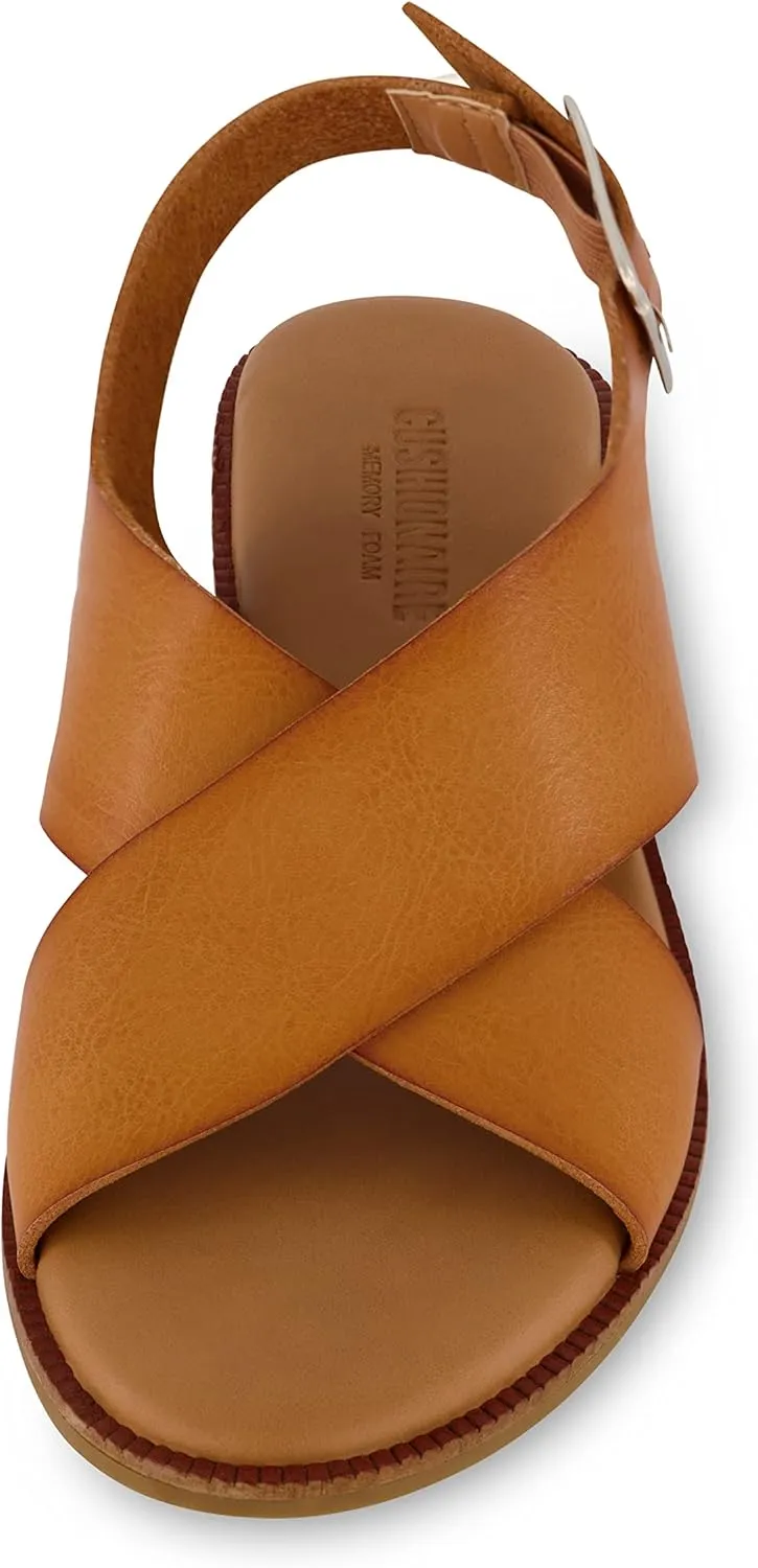 CUSHIONAIRE Women's Lake cross band sandal  Memory Foam