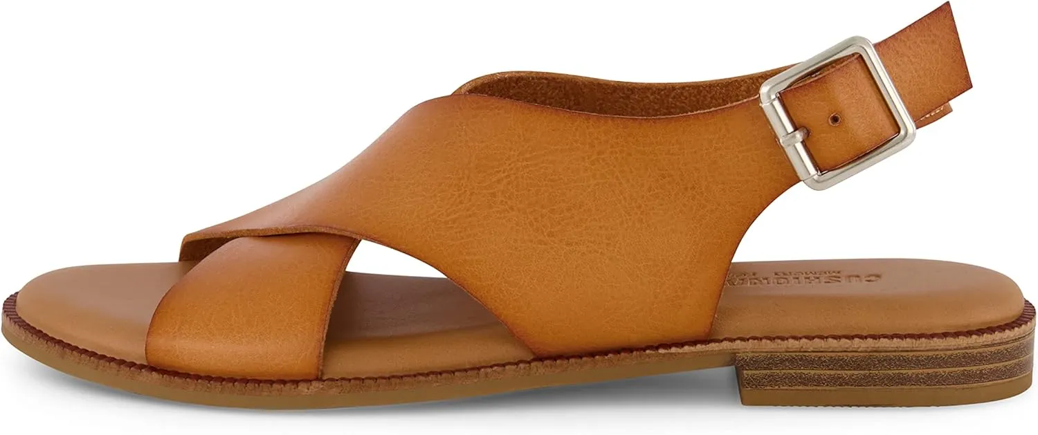 CUSHIONAIRE Women's Lake cross band sandal  Memory Foam
