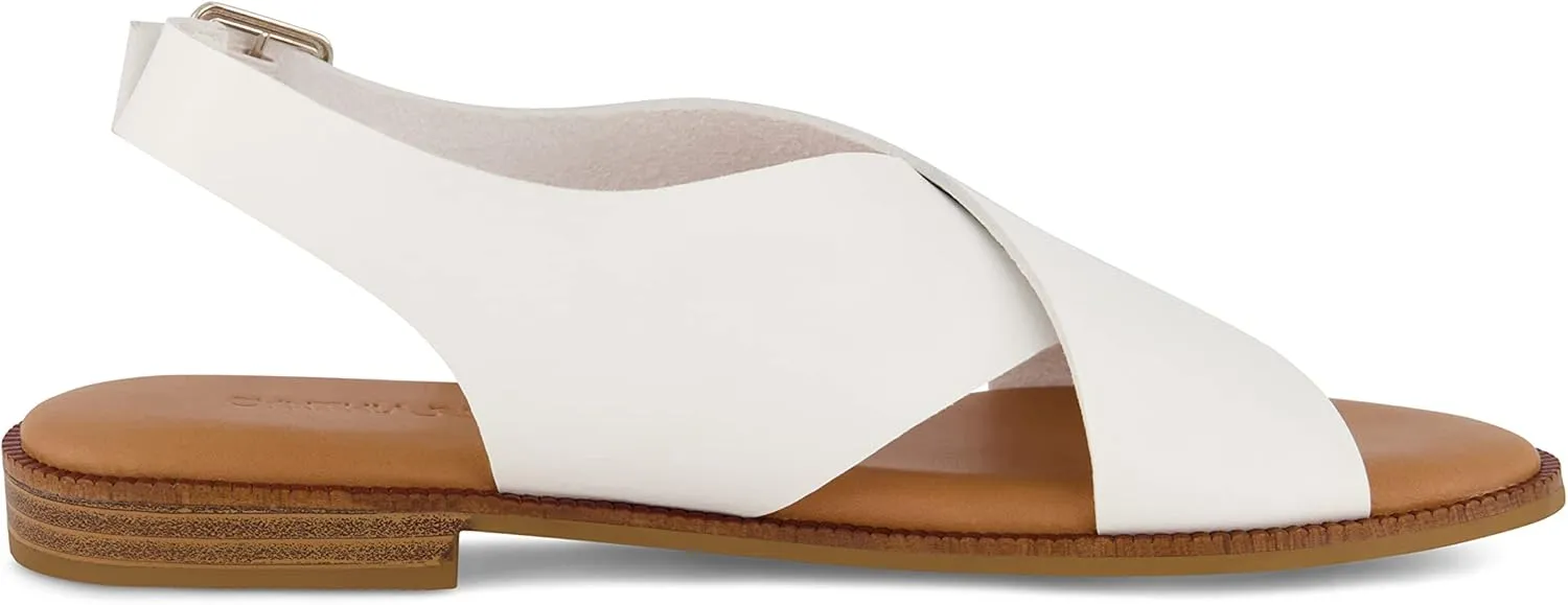 CUSHIONAIRE Women's Lake cross band sandal  Memory Foam