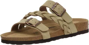 CUSHIONAIRE Women's Lizzy Cork Footbed Sandal - Comfortable, Adjustable Straps, Arch Support, Wide Widths Available, Boho Chic Summer Slides