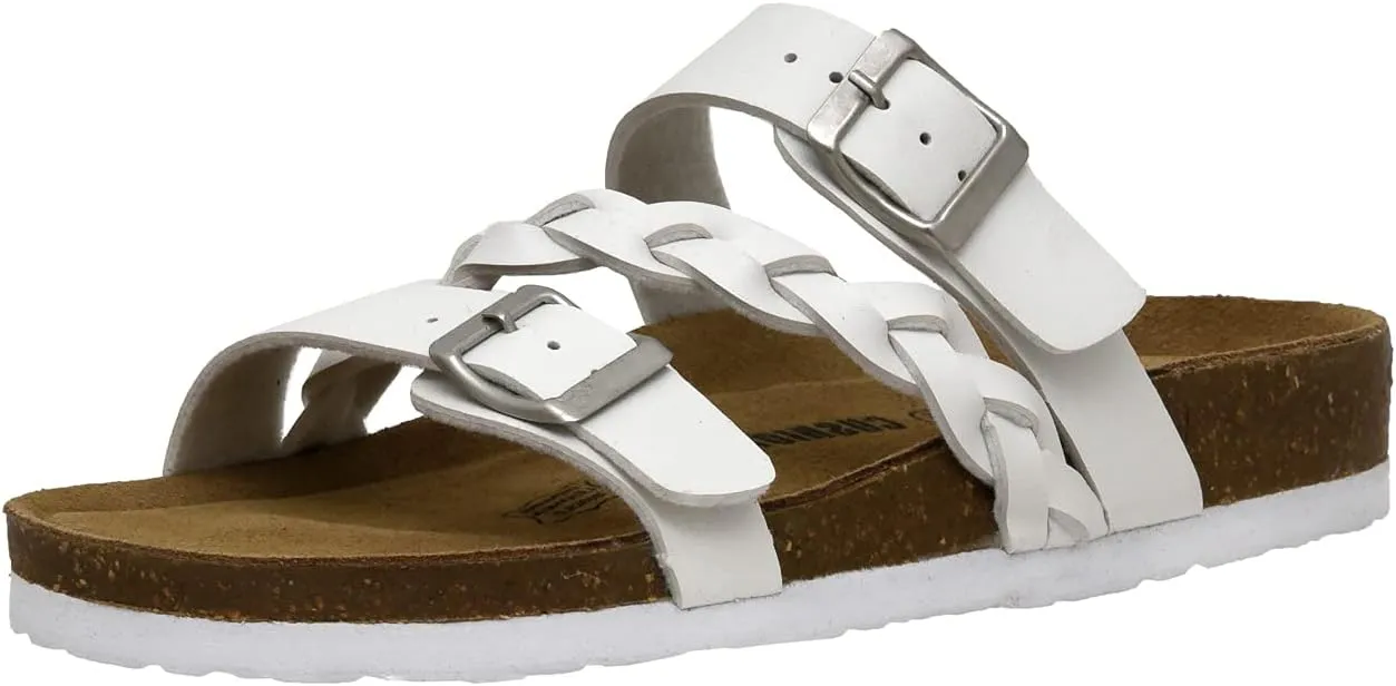 CUSHIONAIRE Women's Lizzy Cork Footbed Sandal - Comfortable, Adjustable Straps, Arch Support, Wide Widths Available, Boho Chic Summer Slides