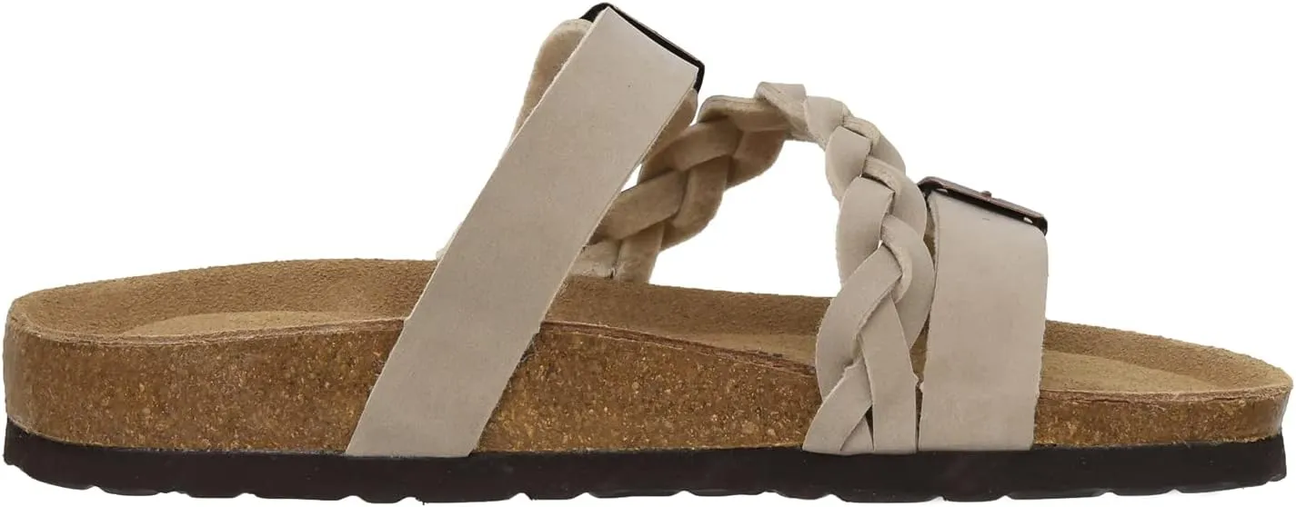 CUSHIONAIRE Women's Lizzy Cork Footbed Sandal - Comfortable, Adjustable Straps, Arch Support, Wide Widths Available, Boho Chic Summer Slides