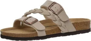 CUSHIONAIRE Women's Lizzy Cork Footbed Sandal - Comfortable, Adjustable Straps, Arch Support, Wide Widths Available, Boho Chic Summer Slides