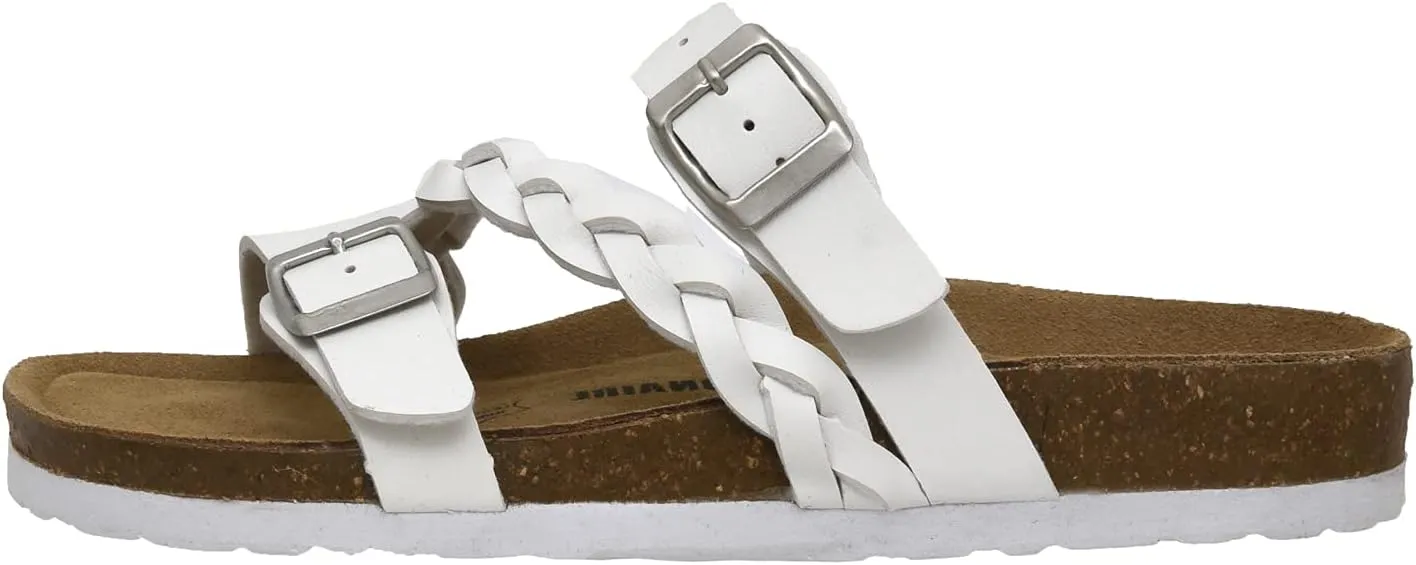 CUSHIONAIRE Women's Lizzy Cork Footbed Sandal - Comfortable, Adjustable Straps, Arch Support, Wide Widths Available, Boho Chic Summer Slides