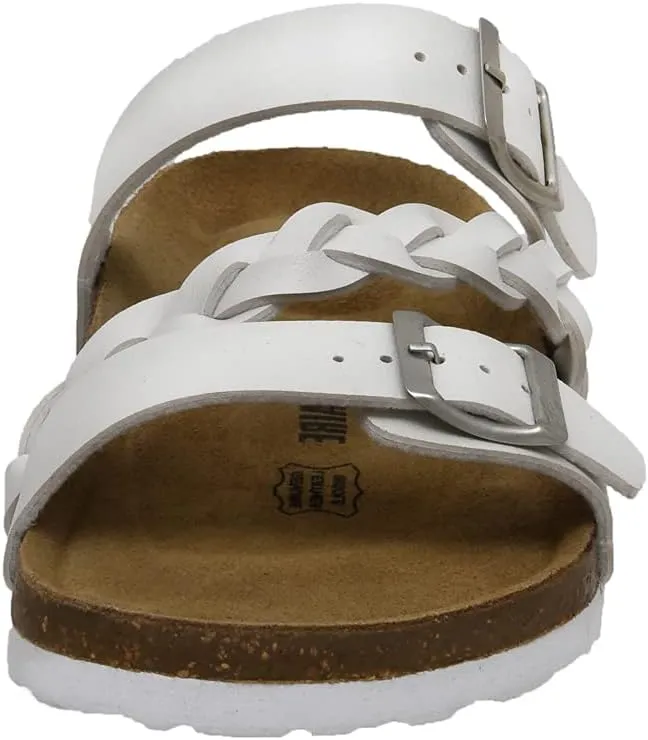CUSHIONAIRE Women's Lizzy Cork Footbed Sandal - Comfortable, Adjustable Straps, Arch Support, Wide Widths Available, Boho Chic Summer Slides