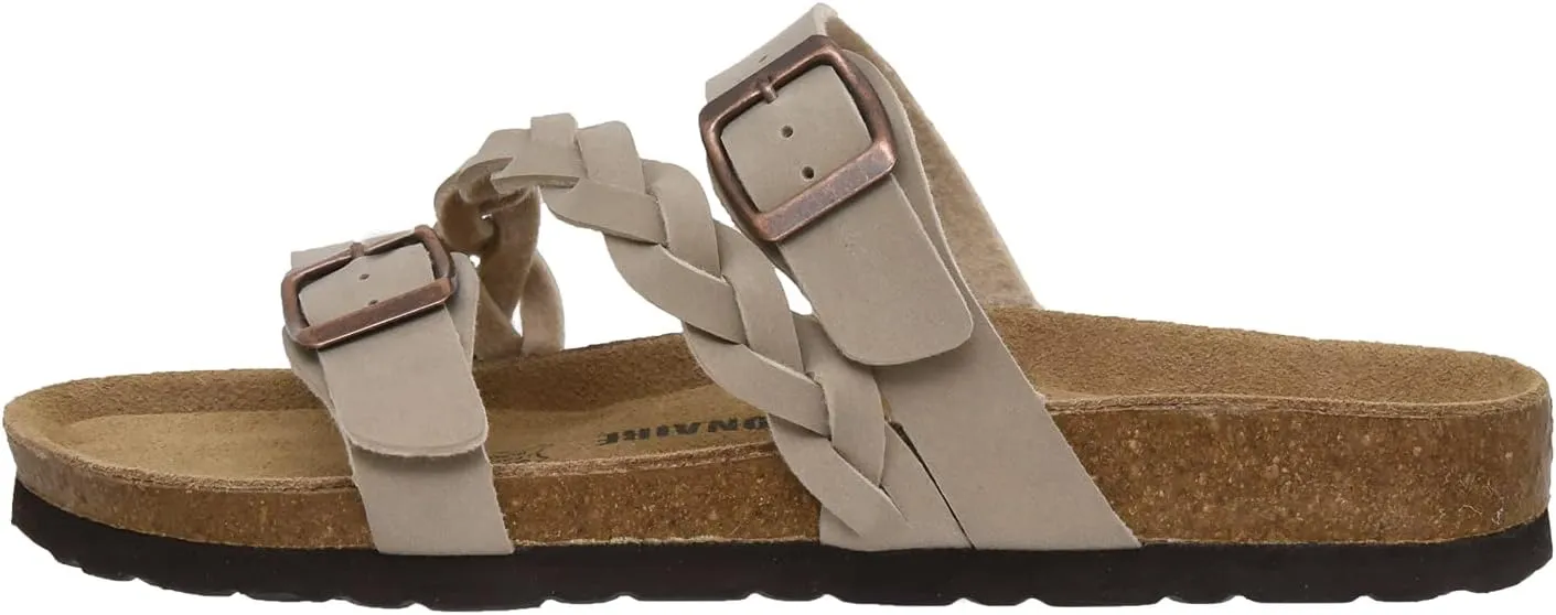 CUSHIONAIRE Women's Lizzy Cork Footbed Sandal - Comfortable, Adjustable Straps, Arch Support, Wide Widths Available, Boho Chic Summer Slides
