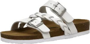 CUSHIONAIRE Women's Lizzy Cork Footbed Sandal - Comfortable, Adjustable Straps, Arch Support, Wide Widths Available, Boho Chic Summer Slides