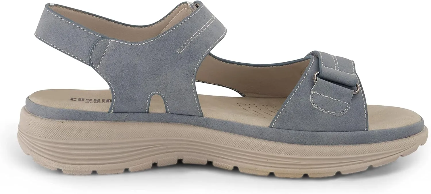 CUSHIONAIRE Women's Magee comfort footbed outdoor sandal with adjustable strap and  Memory Foam, Wide Widths Available
