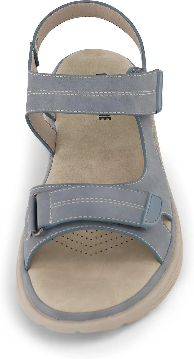 CUSHIONAIRE Women's Magee comfort footbed outdoor sandal with adjustable strap and  Memory Foam, Wide Widths Available