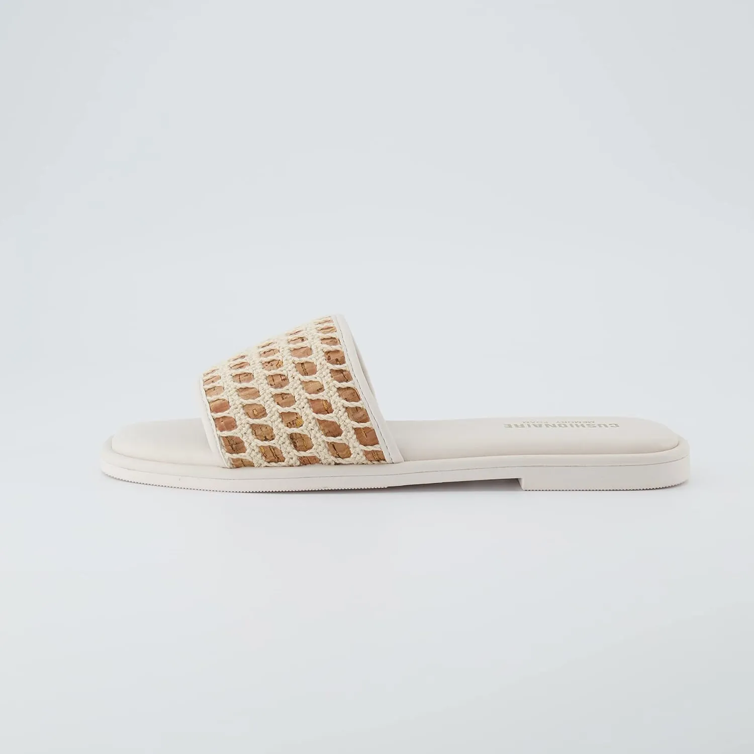 CUSHIONAIRE Women's Taffy crochet cork slide sandal  Memory Foam, Wide Widths Available