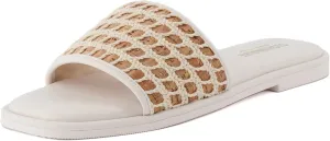 CUSHIONAIRE Women's Taffy crochet cork slide sandal  Memory Foam, Wide Widths Available