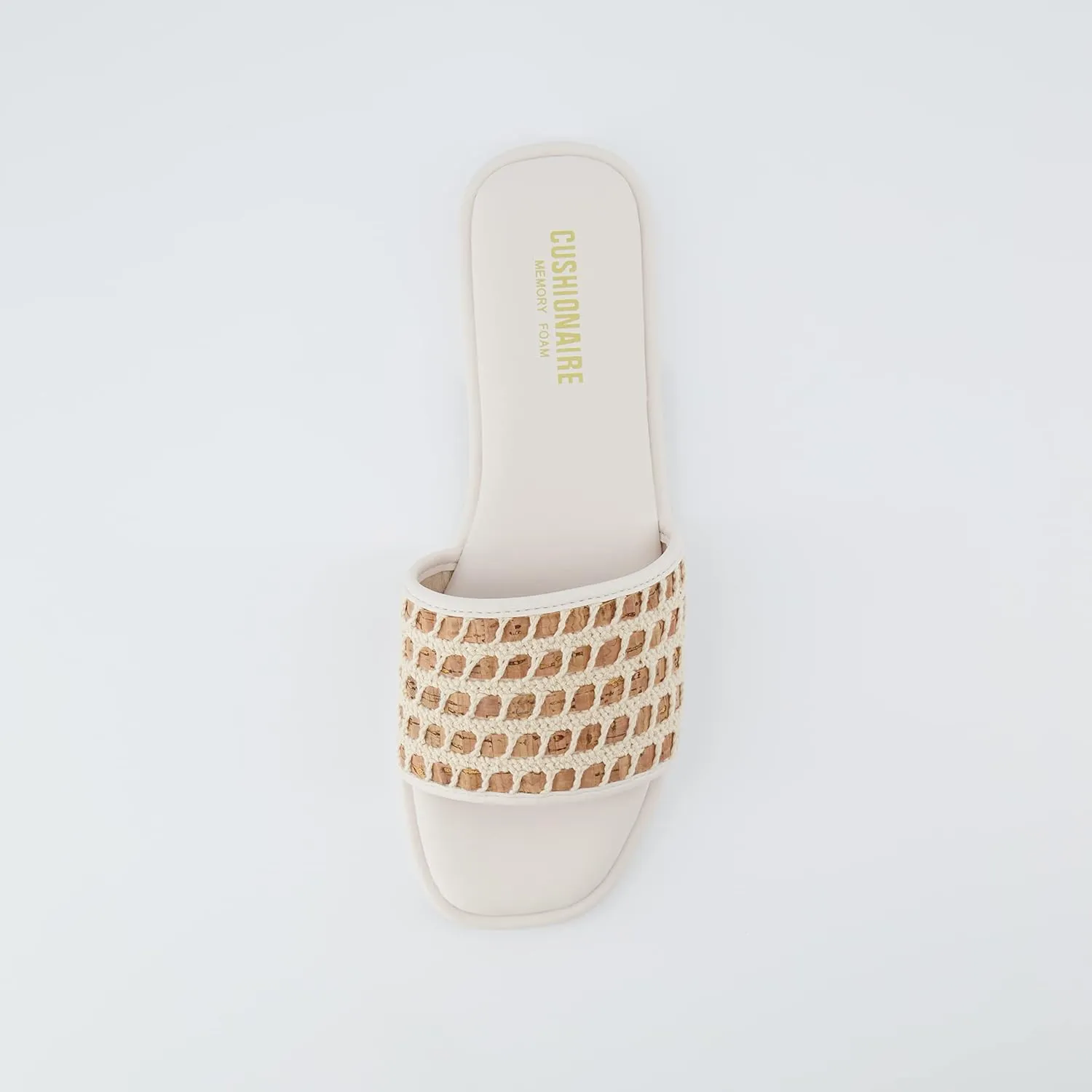 CUSHIONAIRE Women's Taffy crochet cork slide sandal  Memory Foam, Wide Widths Available