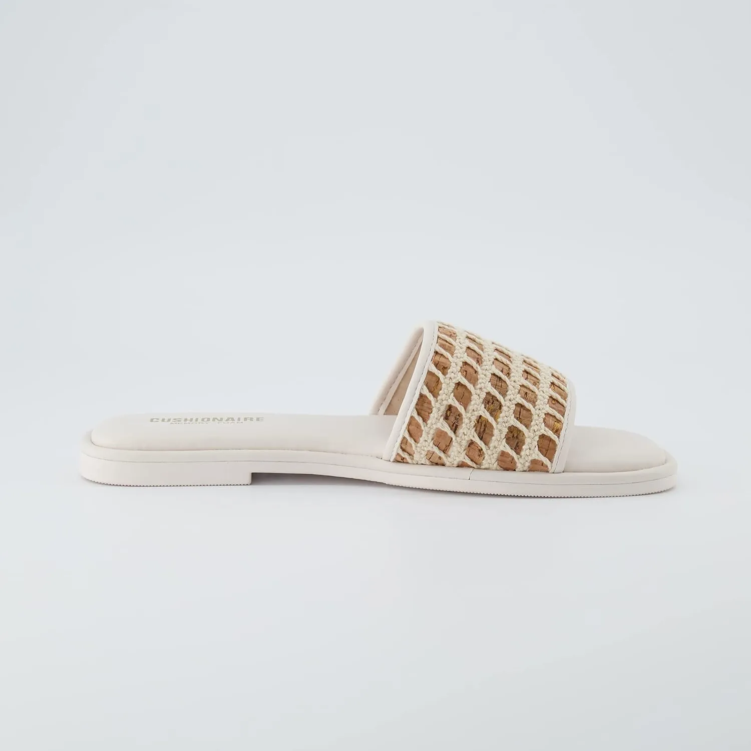 CUSHIONAIRE Women's Taffy crochet cork slide sandal  Memory Foam, Wide Widths Available