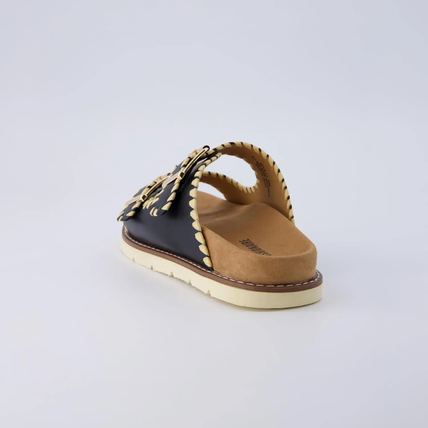 CUSHIONAIRE Women's Wyatt whipstitch footbed sandal with  Comfort, Wide Widths Available