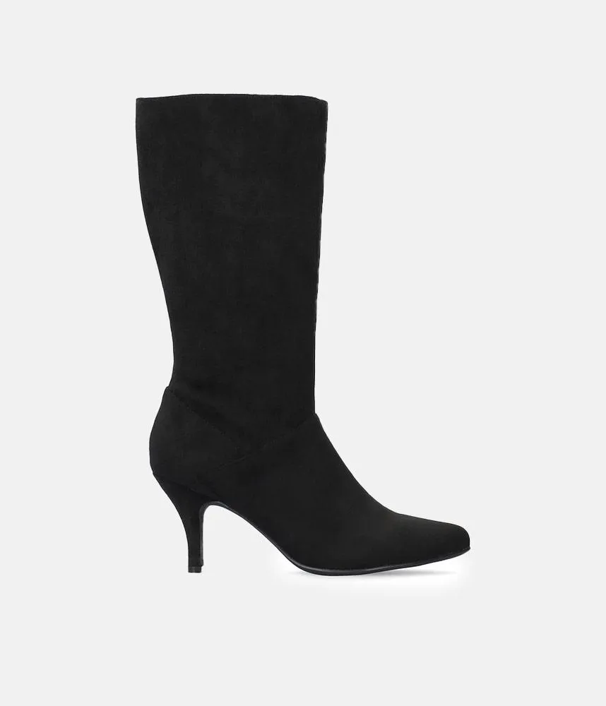 Cute Black Stiletto Heel Midi Boots