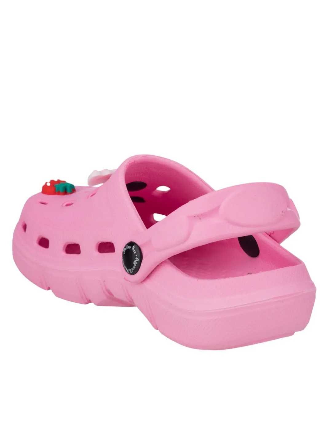 Cute Clogs with Panda, Strawberry & HAPPY Letter Charms for Girls- Pink